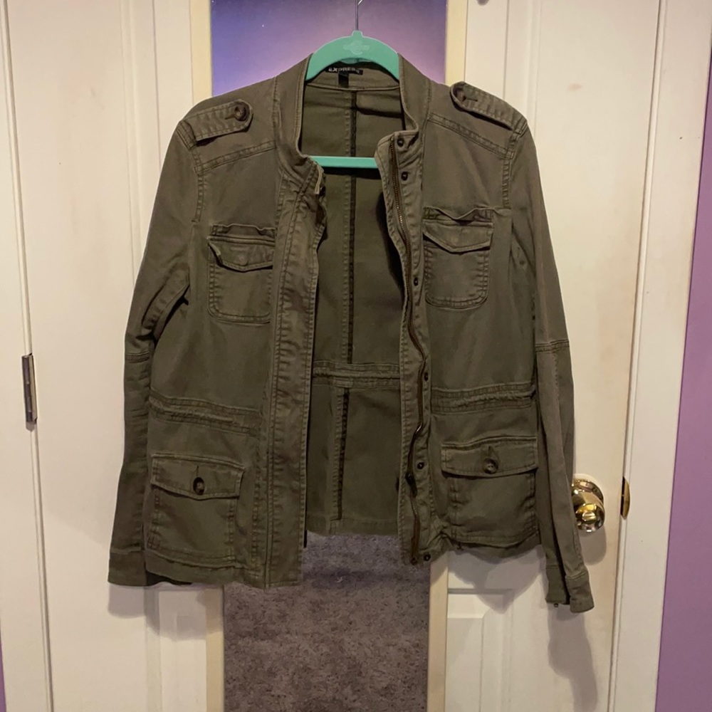 Olive green Express jean jacket